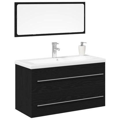 Waschbeckenunterschrank mit Becken 3 pcs Schwarz Eichen-Optik