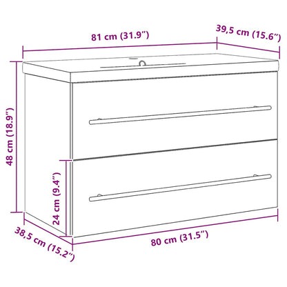 Waschbeckenunterschrank mit Becken mit Schubladen 2 pcs Altholz