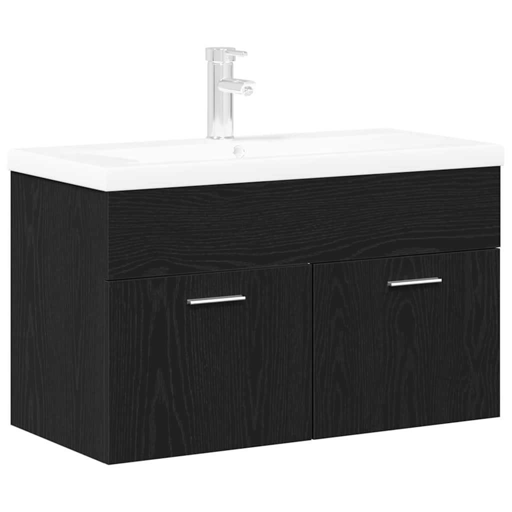 Spülenschrank mit Tür Schwarz Eichen-Optik 90 x 38,5 x 46 cm