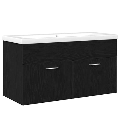 Spülenschrank mit Tür Schwarz Eichen-Optik 90 x 38,5 x 46 cm