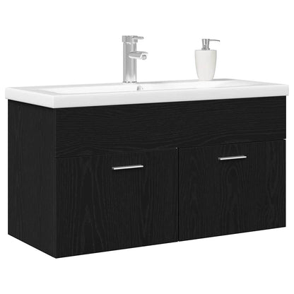 Spülenschrank mit Tür Schwarz Eichen-Optik 90 x 38,5 x 46 cm