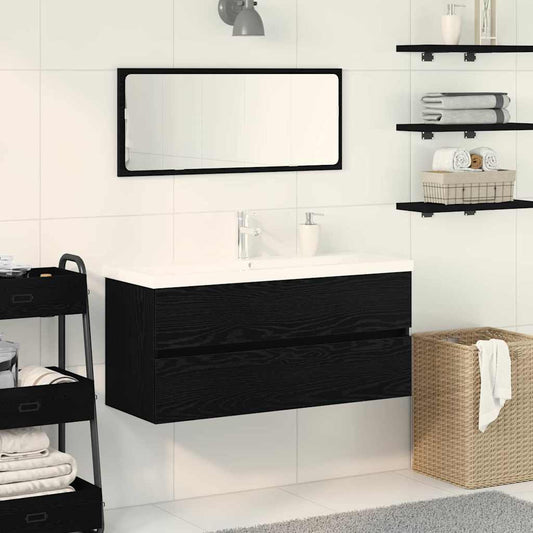 Waschbeckenunterschrank Schwarz Eichen-Optik 100 x 39 x 62 cm