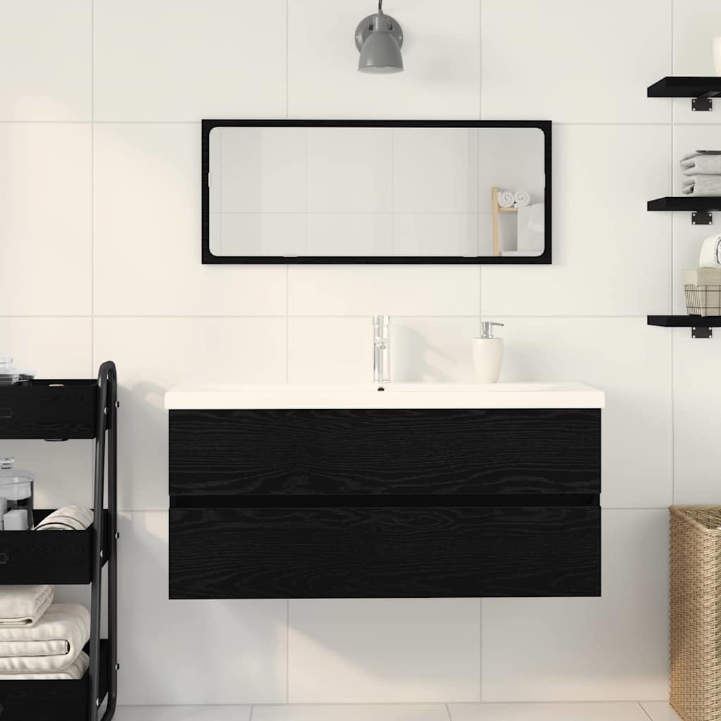 Waschbeckenunterschrank Schwarz Eichen-Optik 100 x 39 x 62 cm