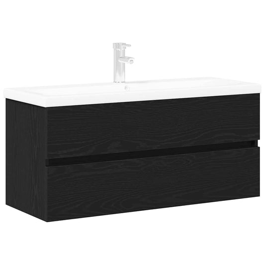 Waschbeckenunterschrank Schwarz Eichen-Optik 100 x 39 x 62 cm