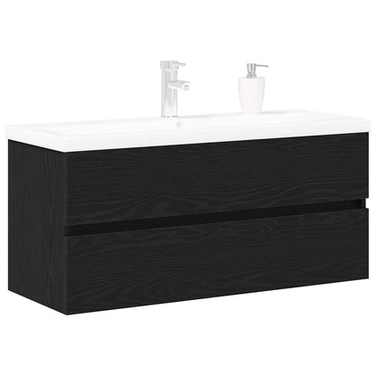 Waschbeckenunterschrank Schwarz Eichen-Optik 100 x 39 x 62 cm