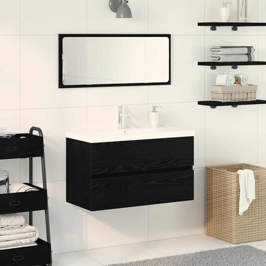 Waschbeckenunterschrank Schwarz Eichen-Optik 80 x 39 x 62 cm