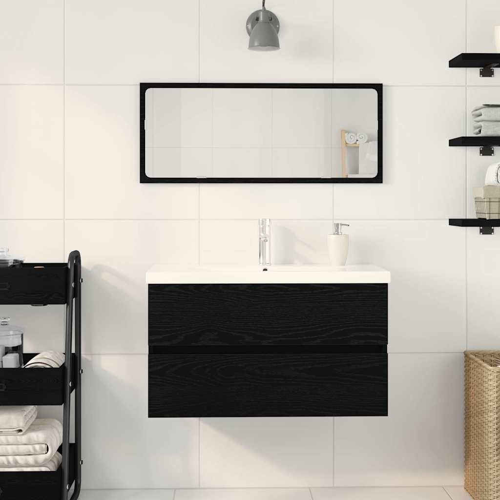 Waschbeckenunterschrank Schwarz Eichen-Optik 80 x 39 x 62 cm