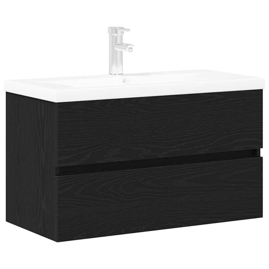 Waschbeckenunterschrank Schwarz Eichen-Optik 80 x 39 x 62 cm