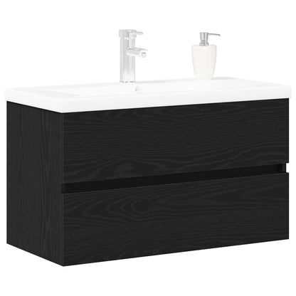 Waschbeckenunterschrank Schwarz Eichen-Optik 80 x 39 x 62 cm