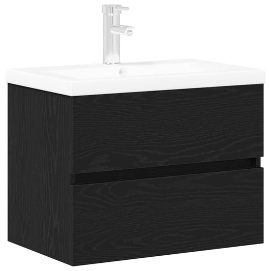 Waschbeckenunterschrank Schwarz Eichen-Optik 60 x 39 x 62 cm
