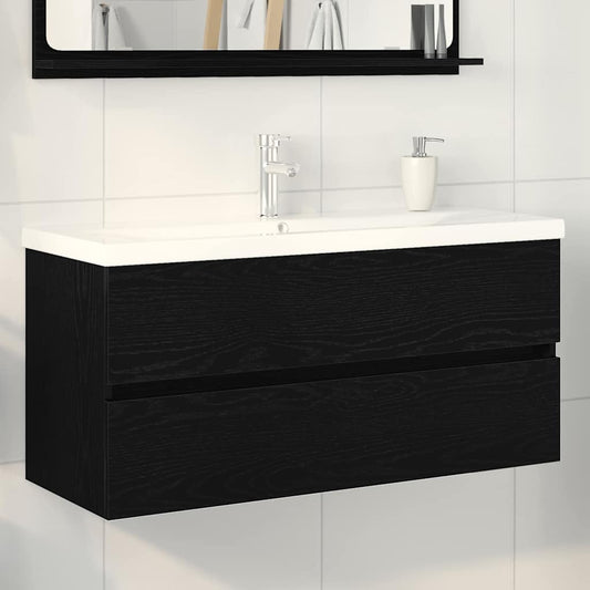 Waschbeckenunterschrank Schwarz Eichen-Optik 100 x 39 x 62 cm