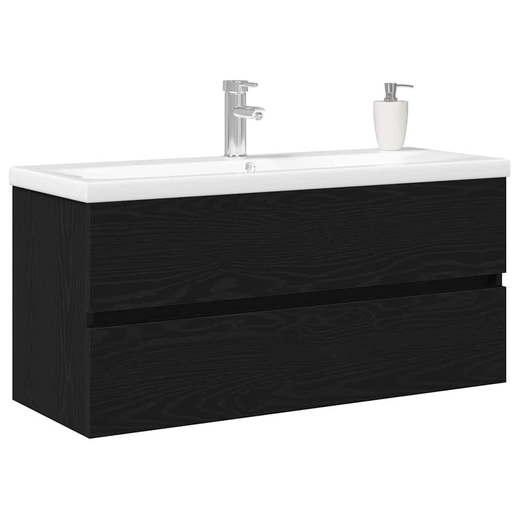 Waschbeckenunterschrank Schwarz Eichen-Optik 100 x 39 x 62 cm