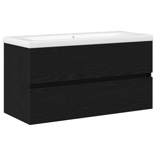Waschbeckenunterschrank Schwarz Eichen-Optik 90 x 39 x 62 cm