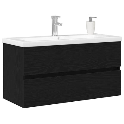 Waschbeckenunterschrank Schwarz Eichen-Optik 90 x 39 x 62 cm
