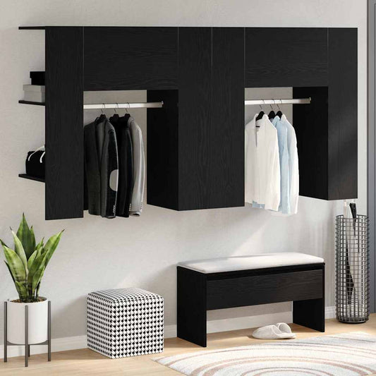 Flurschrank Wandmontiert 2 pcs Schwarze Eiche 97.5 x 37 x 99 cm