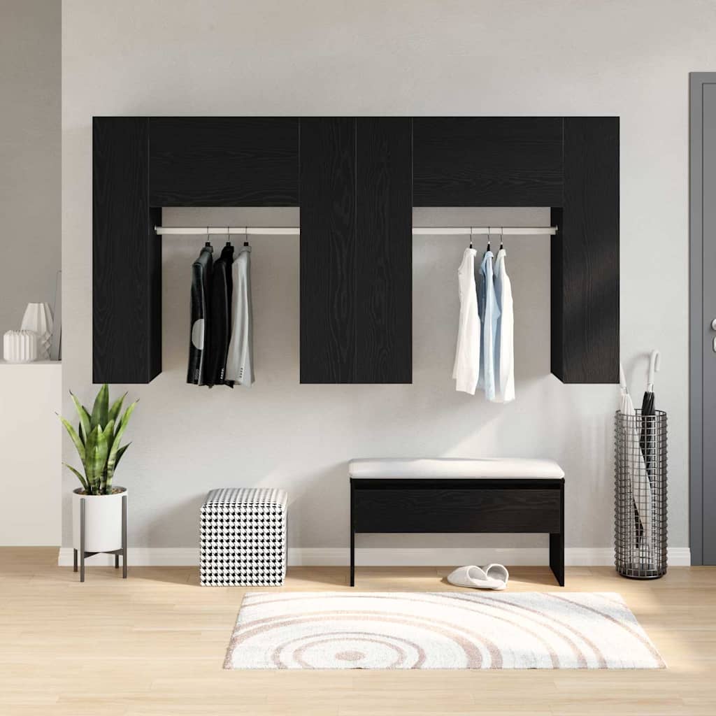 Flurschrank Wandmontiert 2 pcs Schwarze Eiche 97.5 x 37 x 99 cm