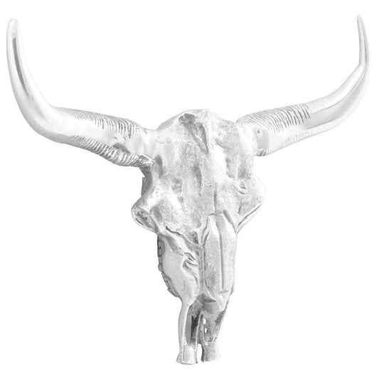 Bullen Schädel Silber 53 x 11 x 40 cm Aluminium