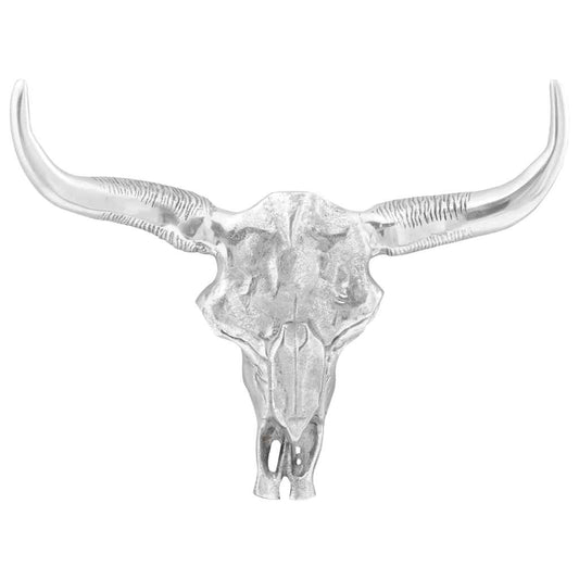Bullen Schädel Silber 53 x 11 x 40 cm Aluminium
