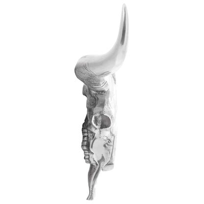 Bullen Schädel Silber 53 x 11 x 40 cm Aluminium