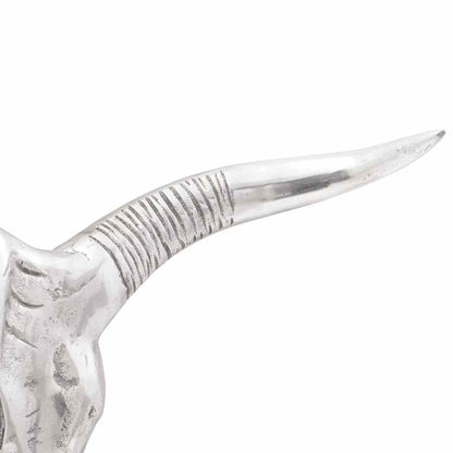 Bullen Schädel Silber 49 x 10 x 36 cm Aluminium