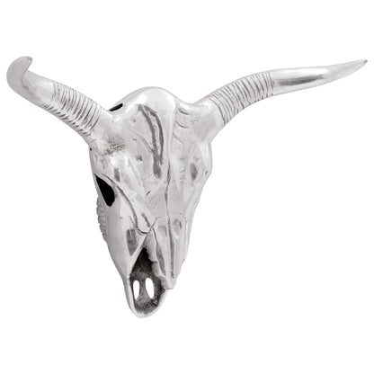 Bullen Schädel Silber 49 x 10 x 36 cm Aluminium