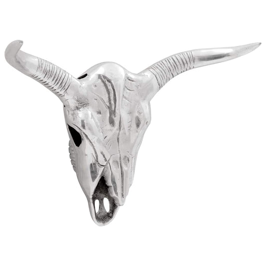 Bullen Schädel Silber 49 x 10 x 36 cm Aluminium