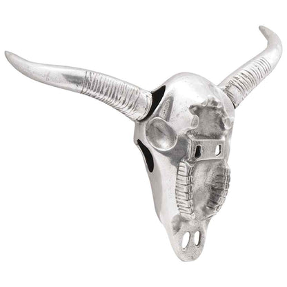 Bullen Schädel Silber 49 x 10 x 36 cm Aluminium