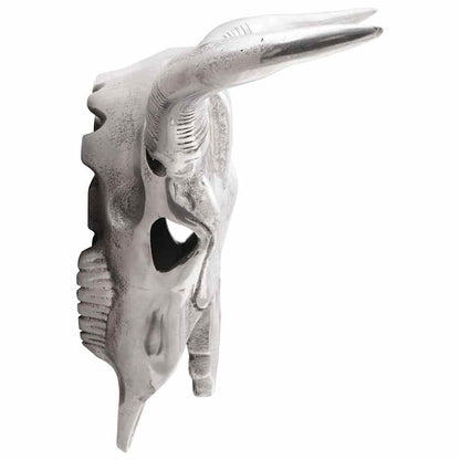 Bullen Schädel Silber 49 x 10 x 36 cm Aluminium