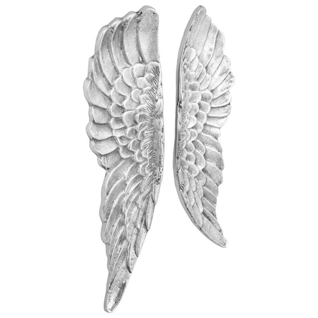 Flügel-Skulptur Silber 31 x 5 x 91 cm Aluminium