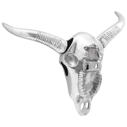 Bullen Schädel Silber 34 x 13 x 53 cm Aluminium