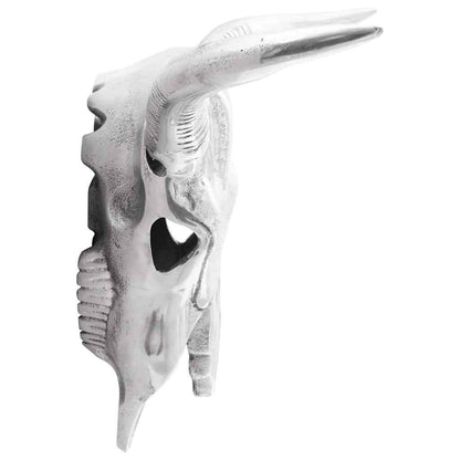 Bullen Schädel Silber 34 x 13 x 53 cm Aluminium