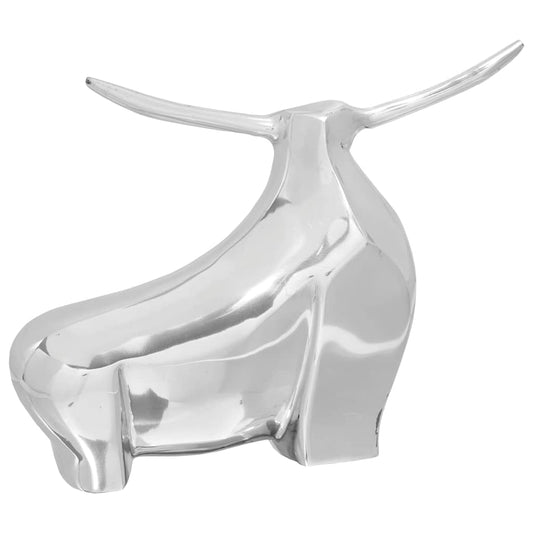 Stierskulptur Silber 37 x 44 x 17 cm Aluminium