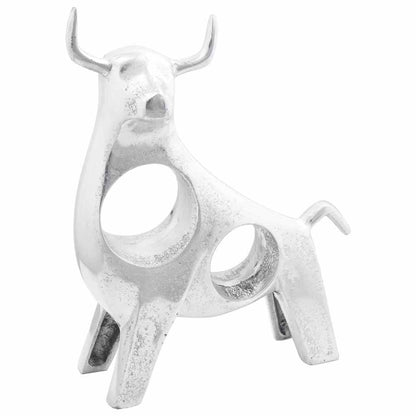 Stierskulptur Silber 22 x 9.5 x 34 cm Aluminium