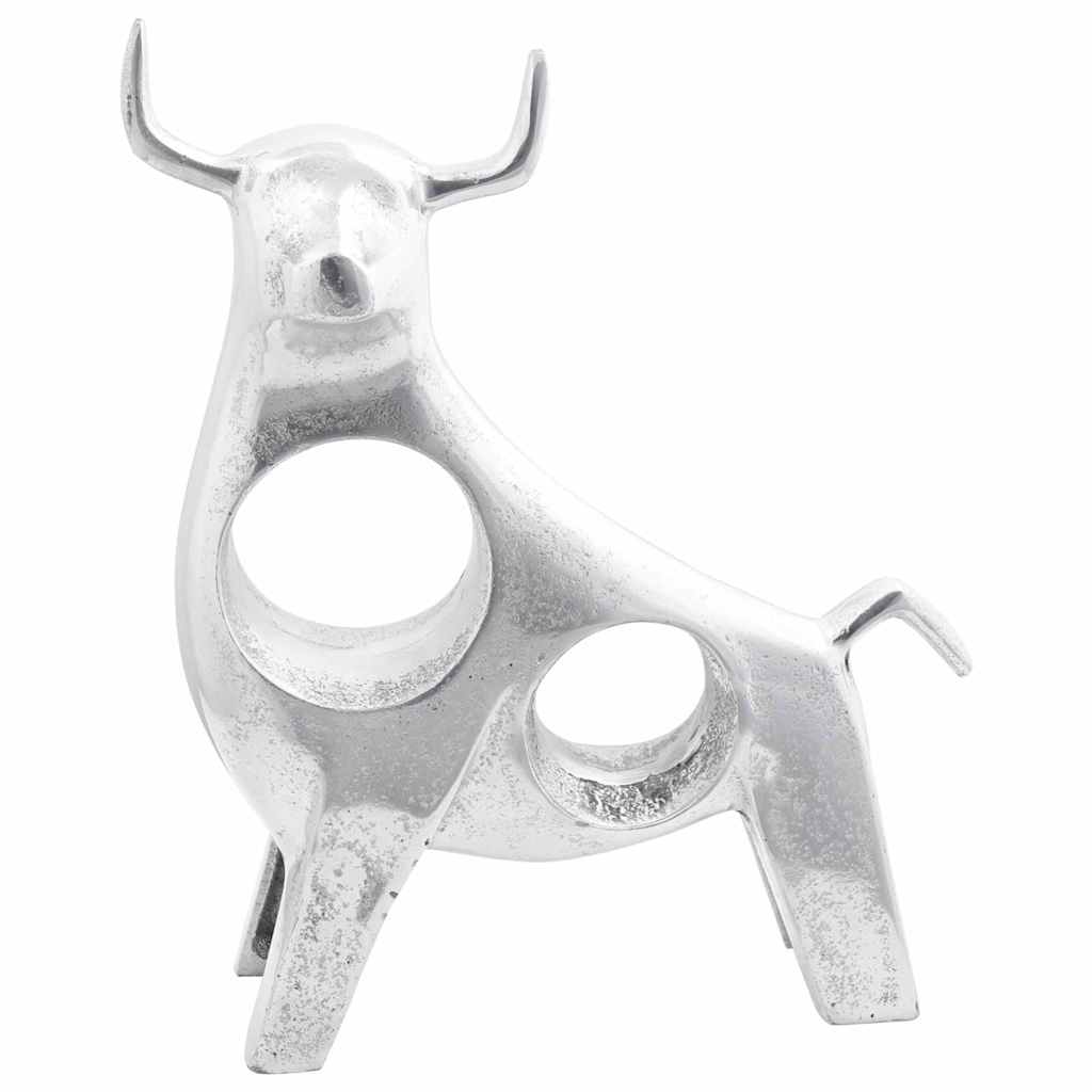 Stierskulptur Silber 22 x 9.5 x 34 cm Aluminium