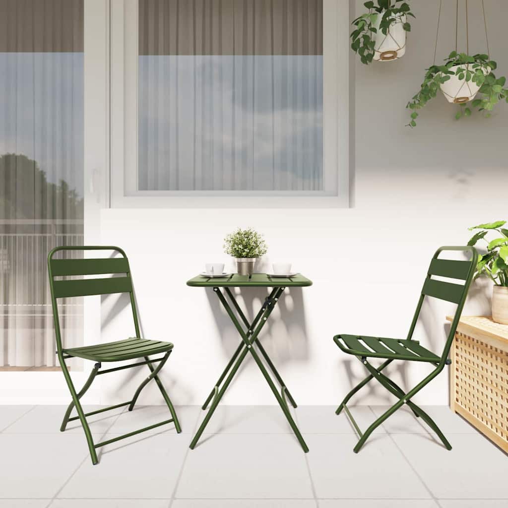 Garten Klappstuhl 2 pcs Grün 55 x 56,5 x 91cm Stahl