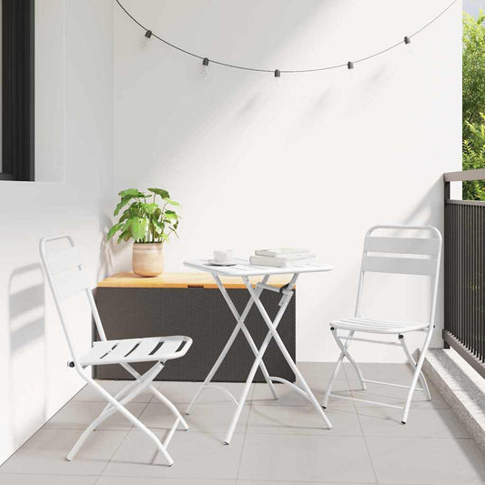 Garten Klappstuhl 2 pcs Weiß 55 x 56,5 x 91cm Stahl