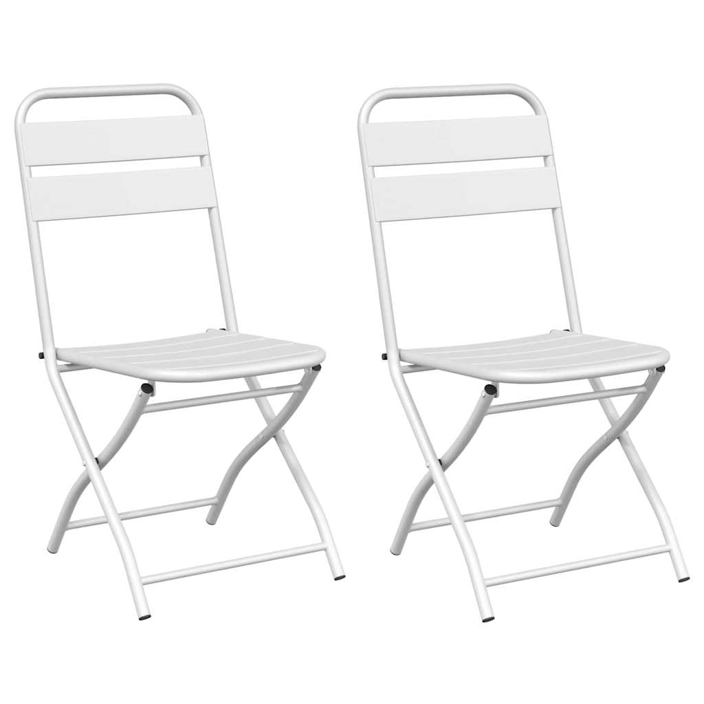 Garten Klappstuhl 2 pcs Weiß 55 x 56,5 x 91cm Stahl