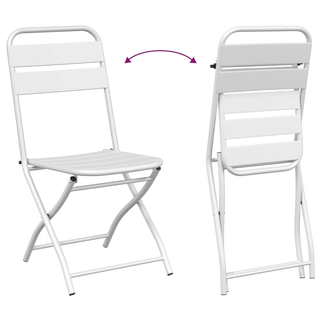 Garten Klappstuhl 2 pcs Weiß 55 x 56,5 x 91cm Stahl