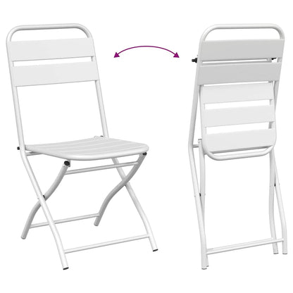 Garten Klappstuhl 2 pcs Weiß 55 x 56,5 x 91cm Stahl