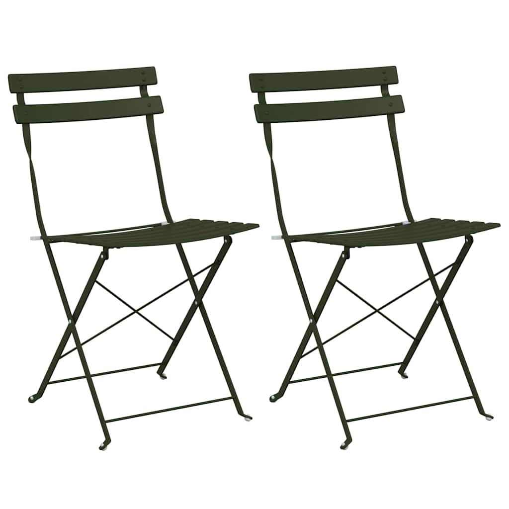 Garten Klappstuhl Falten 2 pcs Grün 42 x 46 x 82cm Stahl