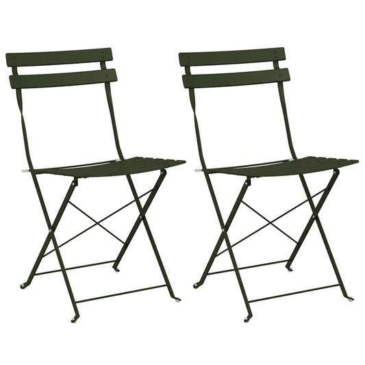 Garten Klappstuhl Falten 2 pcs Grün 42 x 46 x 82cm Stahl