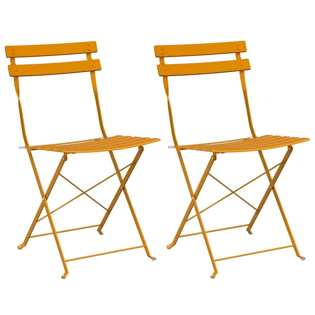 Garten Klappstuhl Falten 2 pcs Senfgelb 42 x 46 x 82cm Stahl