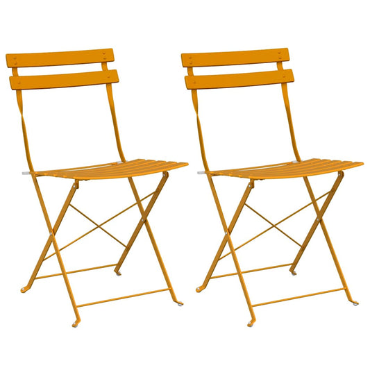 Garten Klappstuhl Falten 2 pcs Senfgelb 42 x 46 x 82cm Stahl