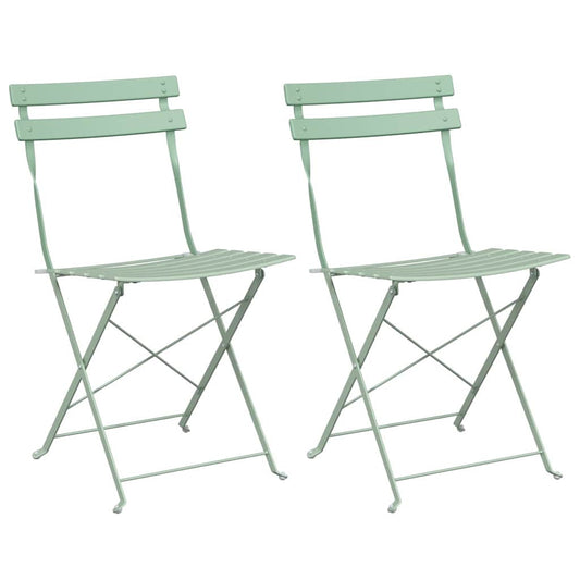 Garten Klappstuhl Falten 2 pcs Grün 42 x 46 x 82cm Stahl