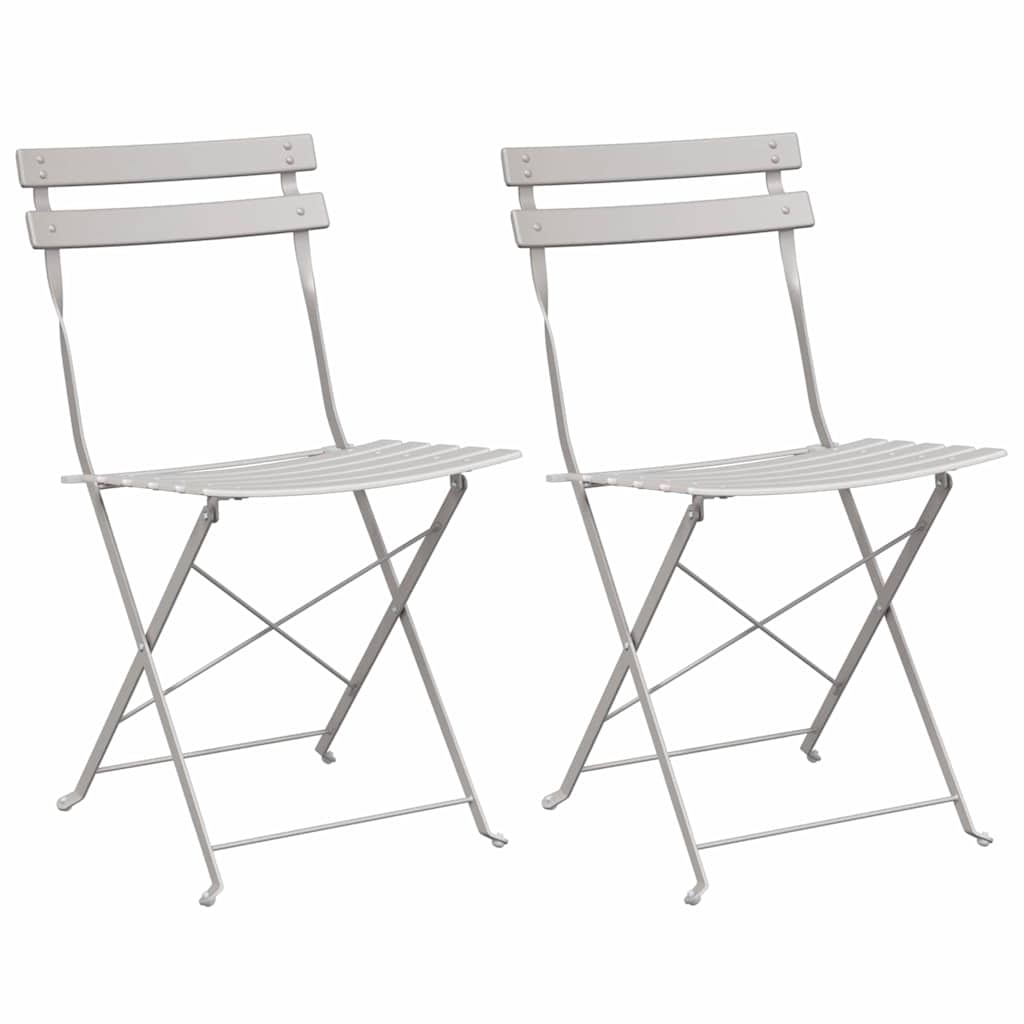 Garten Klappstuhl Falten 2 pcs Beige 42 x 46 x 82cm Stahl