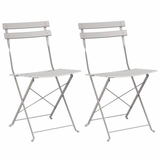 Garten Klappstuhl Falten 2 pcs Beige 42 x 46 x 82cm Stahl