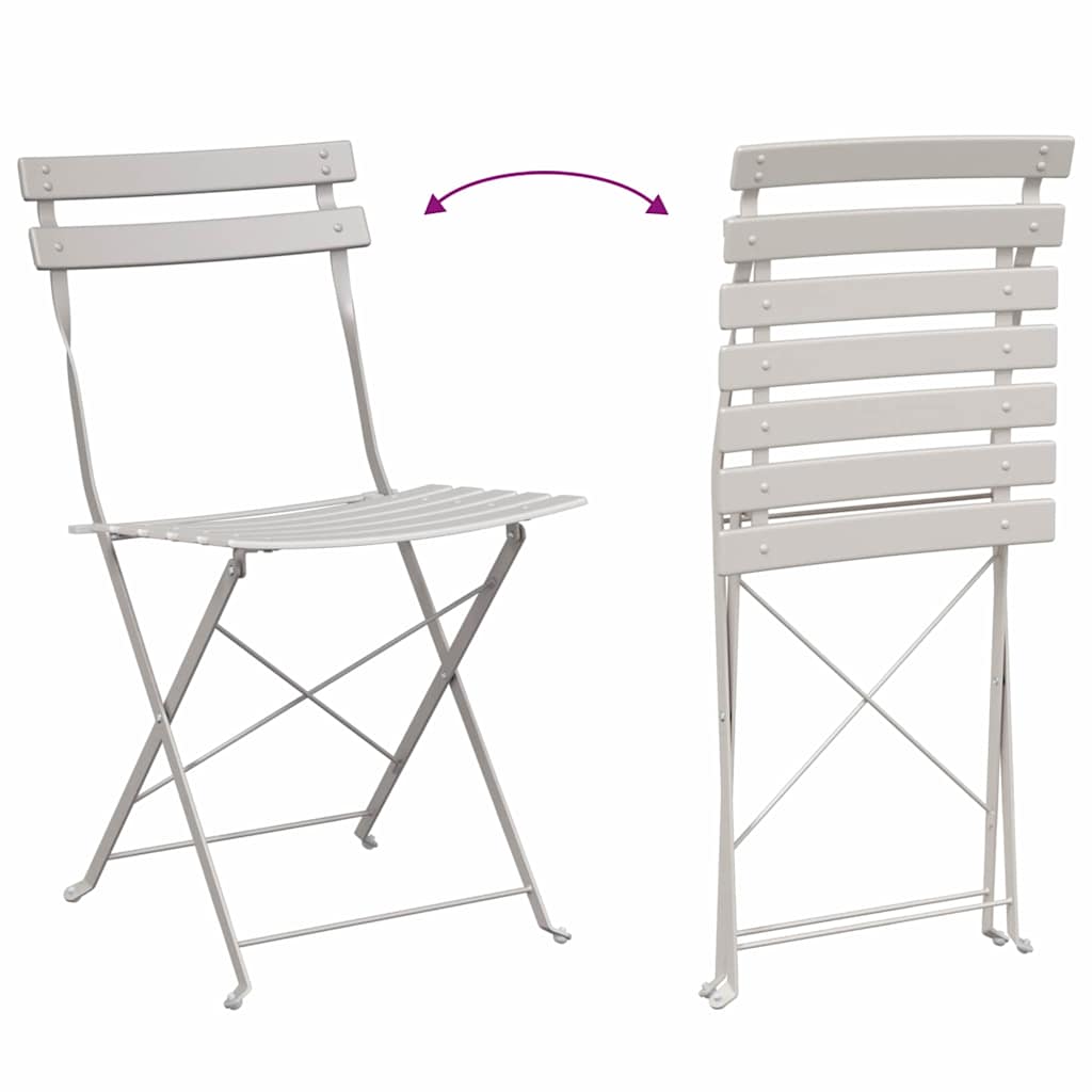 Garten Klappstuhl Falten 2 pcs Beige 42 x 46 x 82cm Stahl