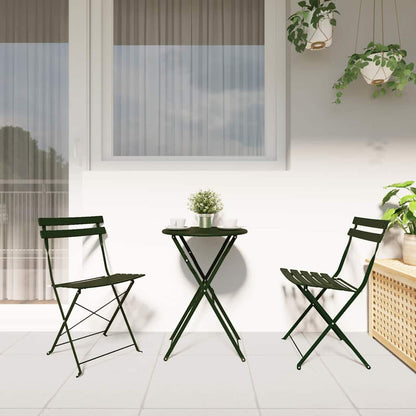 Klapp Bistro Set 3 pcs Dunkelgrün Stahl