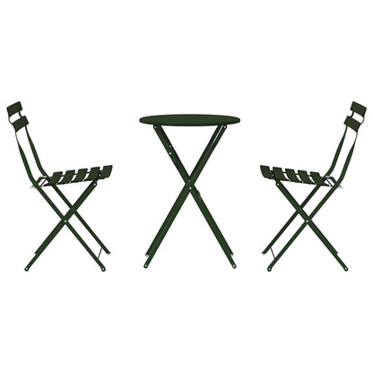 Klapp Bistro Set 3 pcs Dunkelgrün Stahl