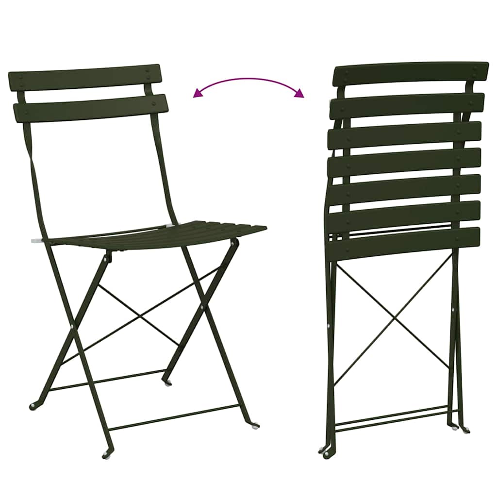 Klapp Bistro Set 3 pcs Dunkelgrün Stahl
